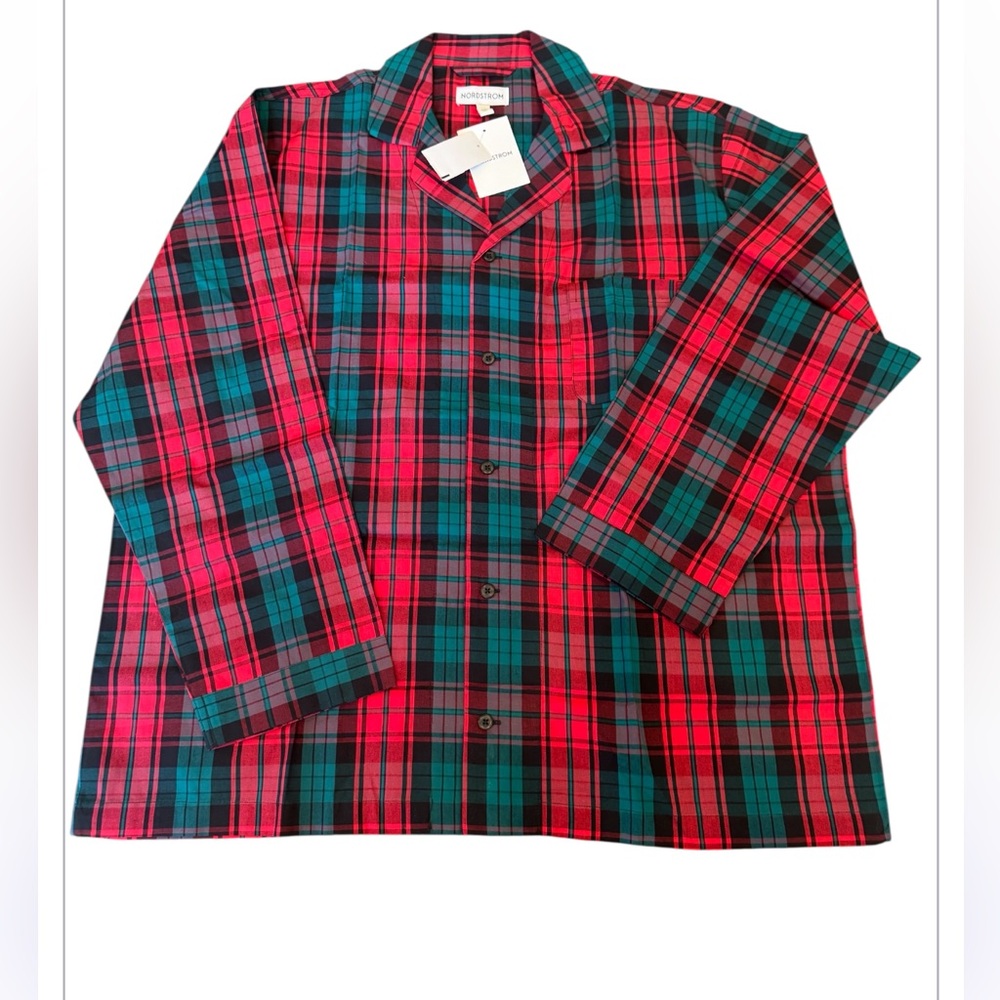 Men's Cotton Poplin Pajamas Nordstrom - NEW - Size XL - RED DUOFOLD TARTAN - Picture 6 of 6